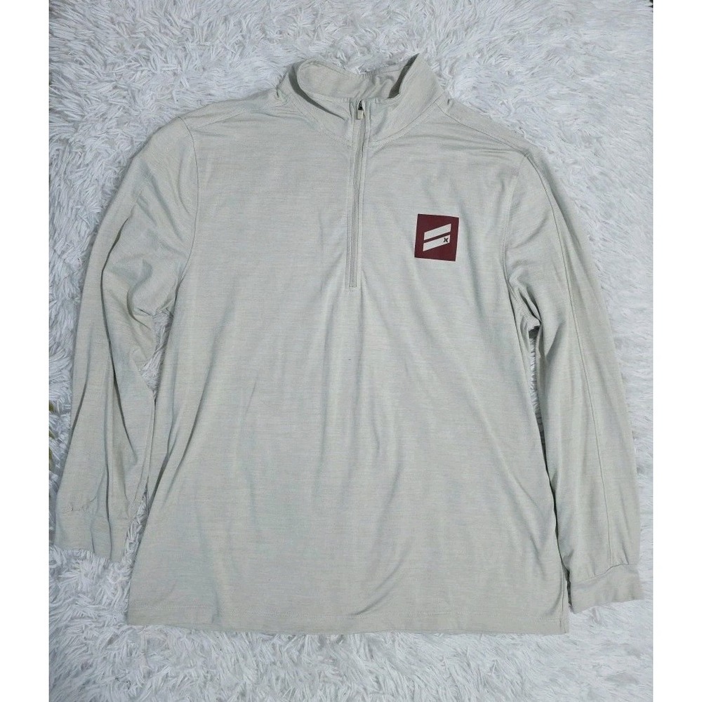 Hurley Quarter‎ Zip Pullover Long Sleeve  Beige Size Large, Workout, Activewear